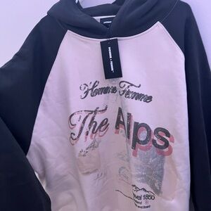 Black and cream Hoodie homme femme swiss alps XXL